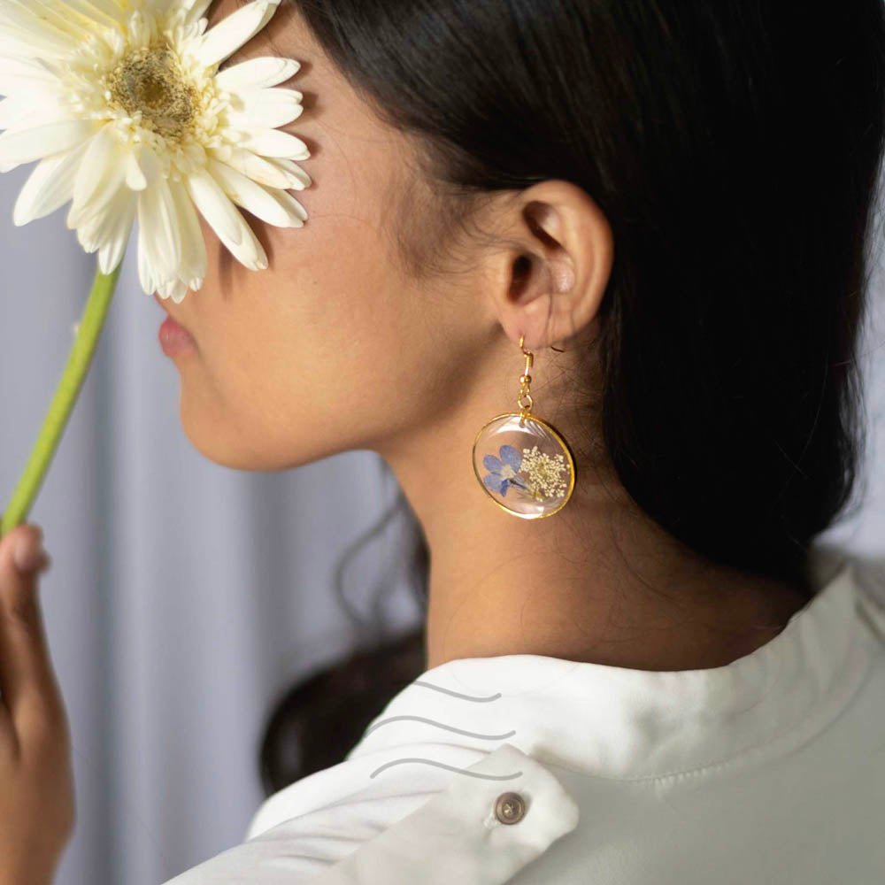 Lobelia Set - Real flower Jewellery - Leafy Affair