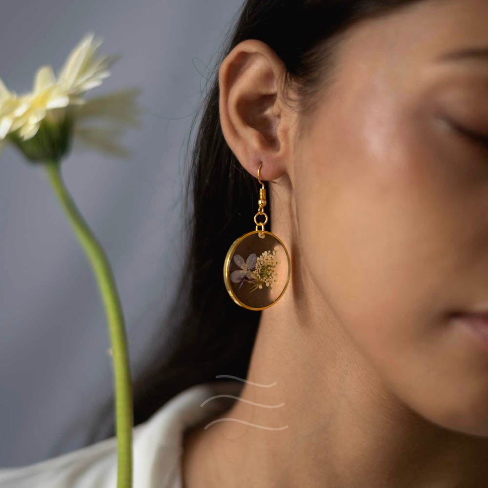 Tinsel Flower Earrings - Real flower Jewellery - Leafy Affair