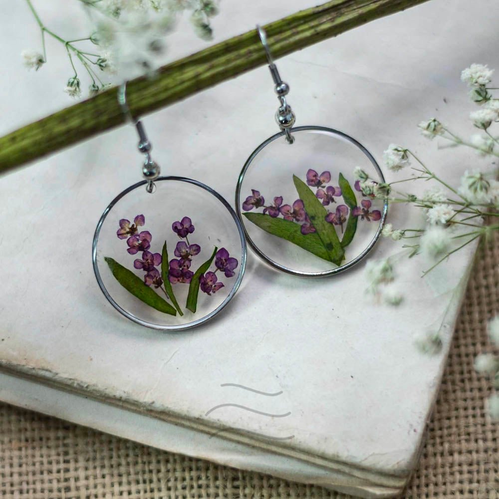 Spell of Purple Earrings - Real flower Jewellery - Leafy Affair