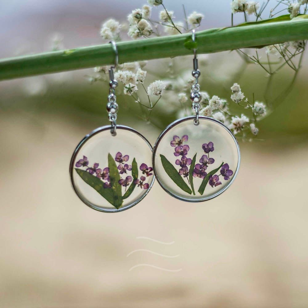 Spell of Purple Earrings - Real flower Jewellery - Leafy Affair