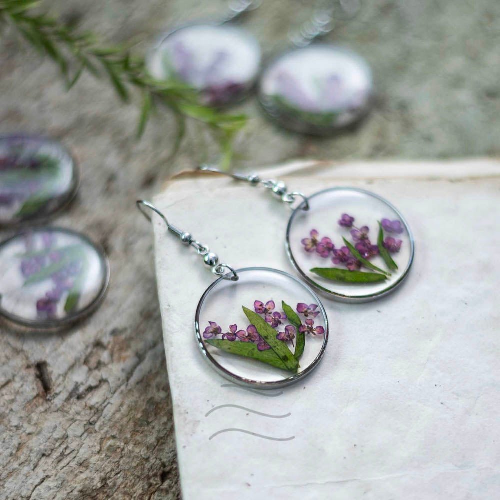 Spell of Purple Earrings - Real flower Jewellery - Leafy Affair