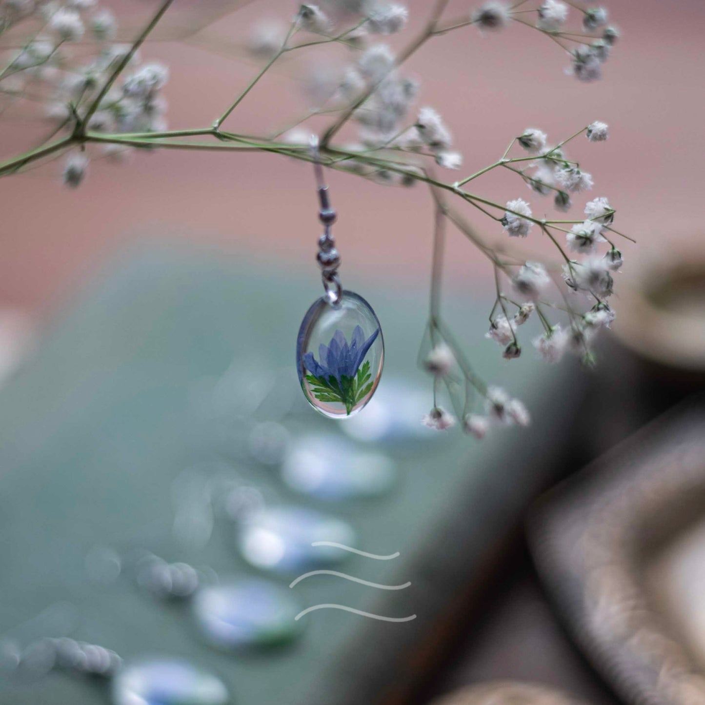 Azure Oval Earrings - Real flower Jewellery - Leafy Affair