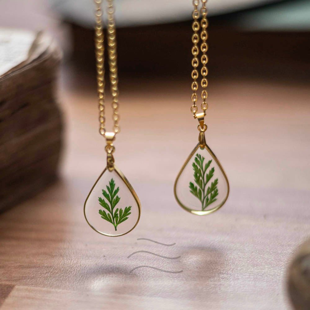 Glitzy Wild Fern Necklace - Real flower Jewellery - Leafy Affair