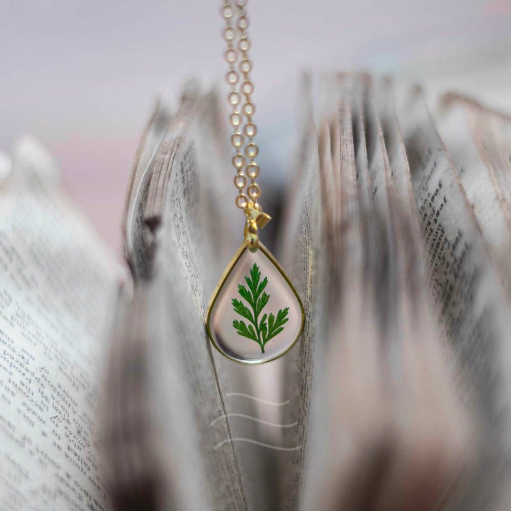 Glitzy Wild Fern Necklace - Real flower Jewellery - Leafy Affair