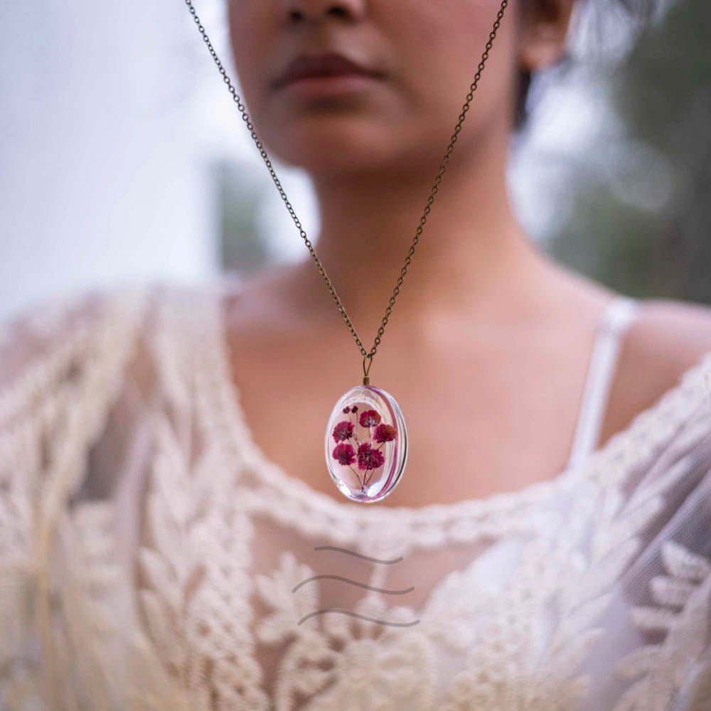 Crimson Pink Beauty - Real flower Jewellery - Leafy Affair