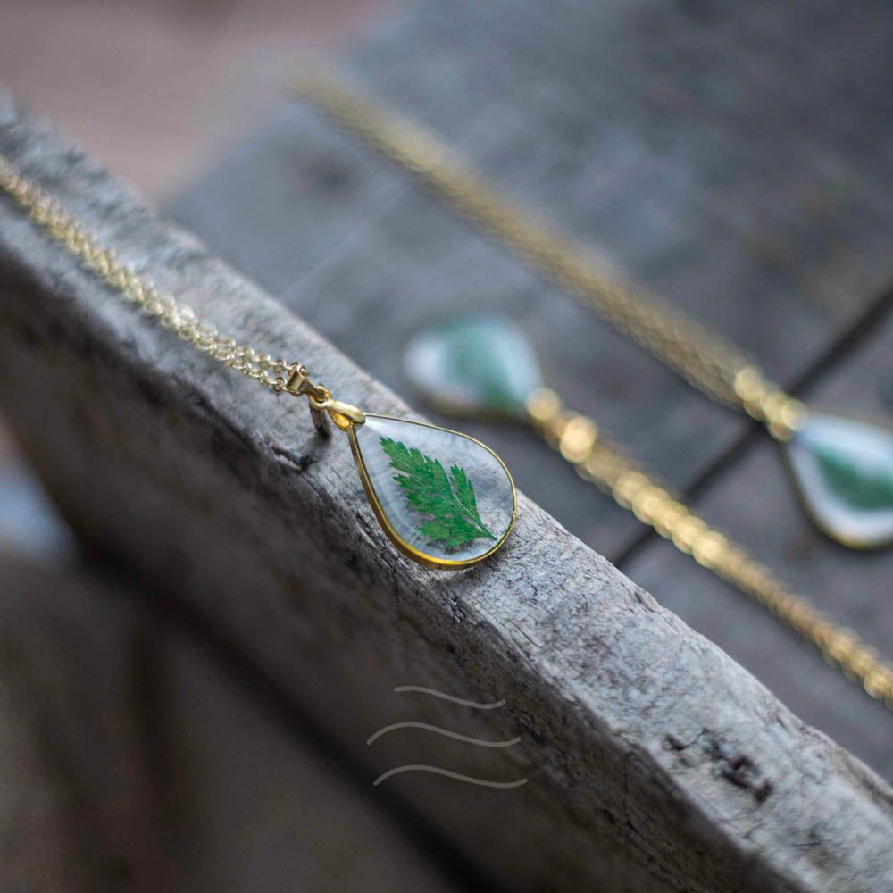 Glitzy Wild Fern Necklace - Real flower Jewellery - Leafy Affair