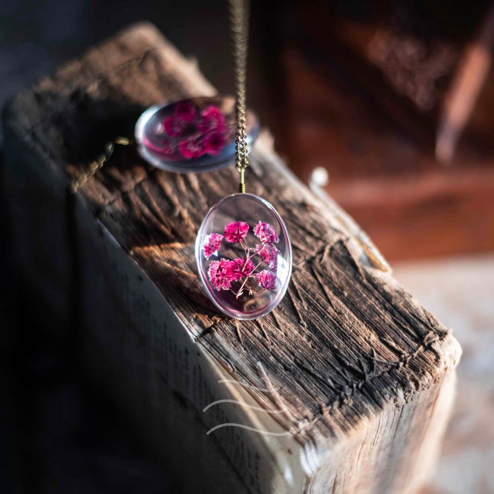 Crimson Pink Beauty - Real flower Jewellery - Leafy Affair