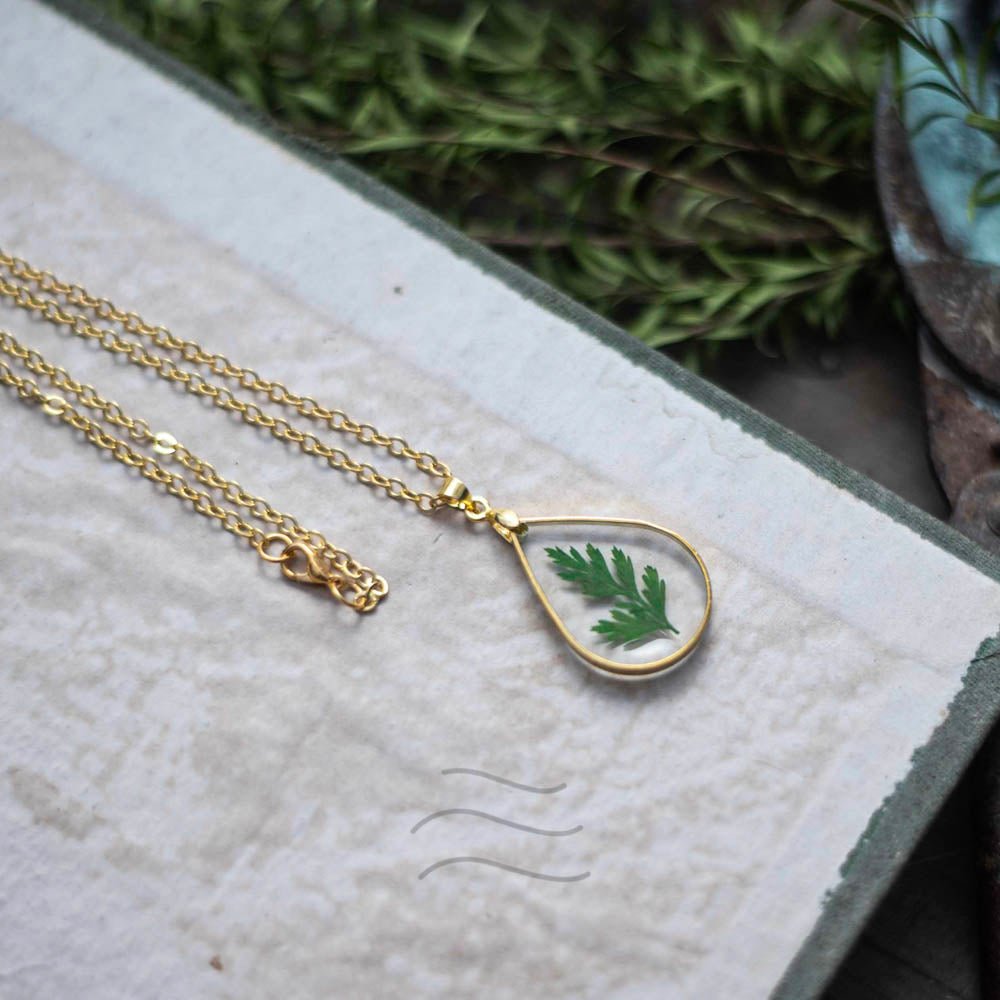 Glitzy Wild Fern Necklace - Real flower Jewellery - Leafy Affair