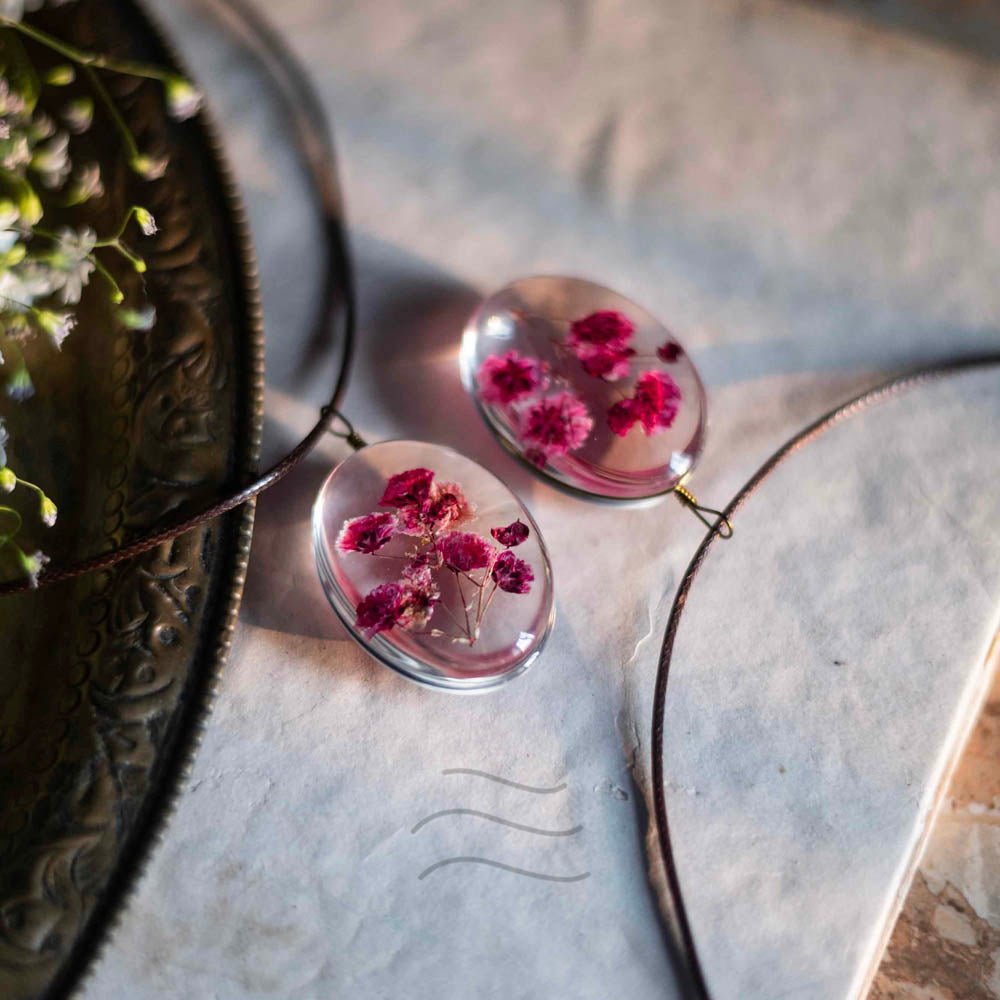 Crimson Pink Beauty - Real flower Jewellery - Leafy Affair
