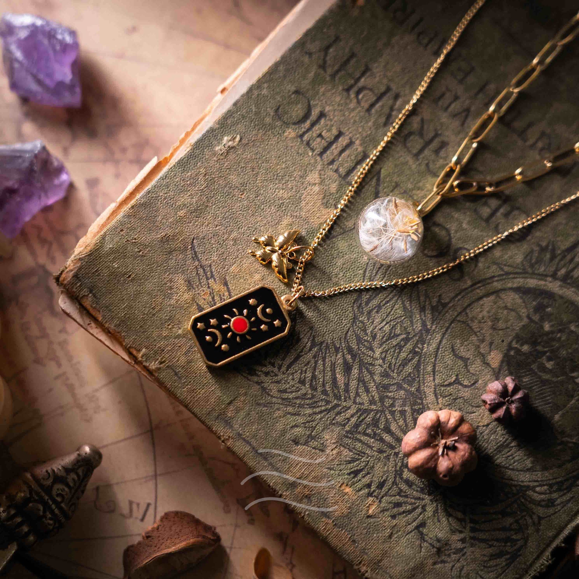 🦋 Rebirth Talisman Necklace - Real flower Jewellery - Leafy Affair
