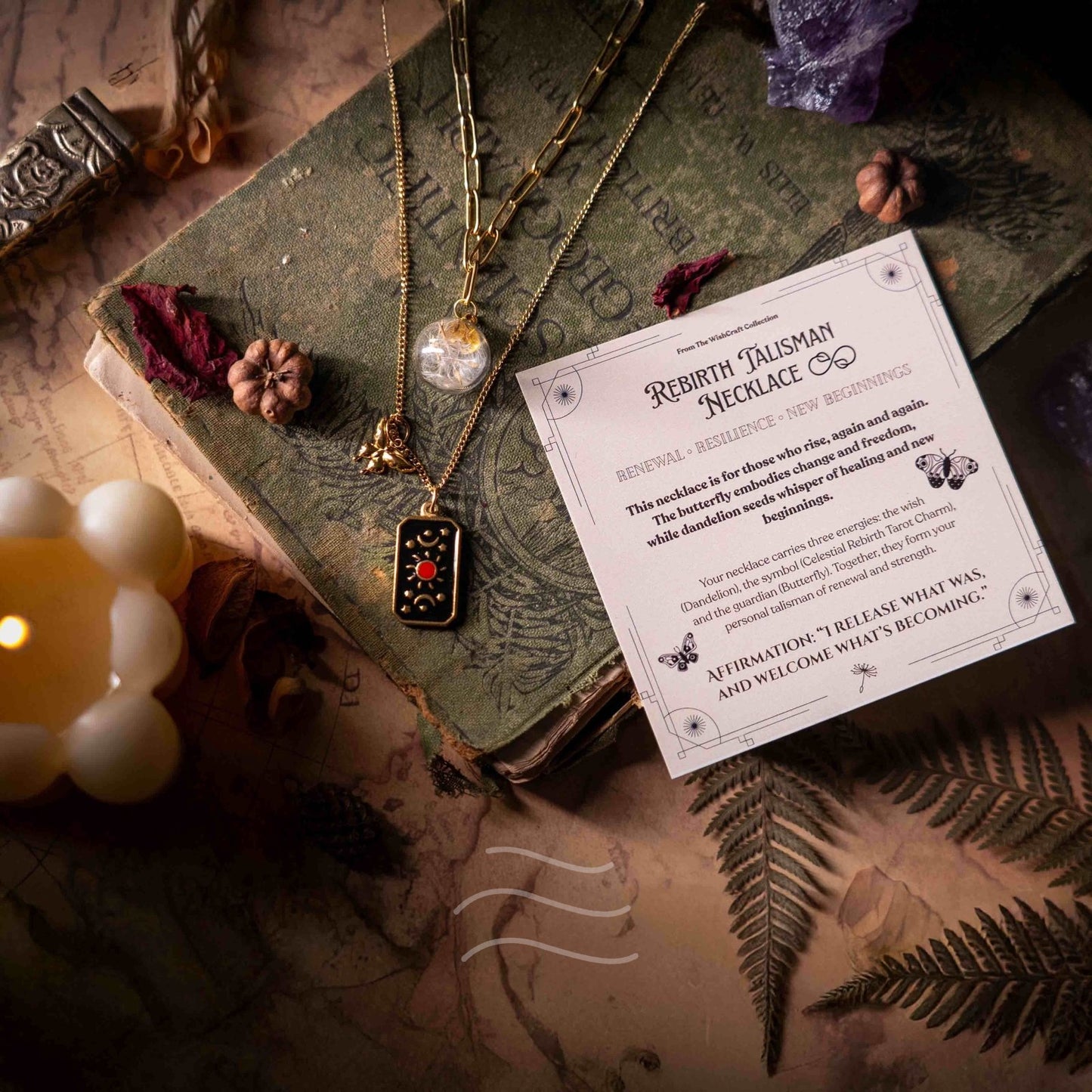 🦋 Rebirth Talisman Necklace - Real flower Jewellery - Leafy Affair