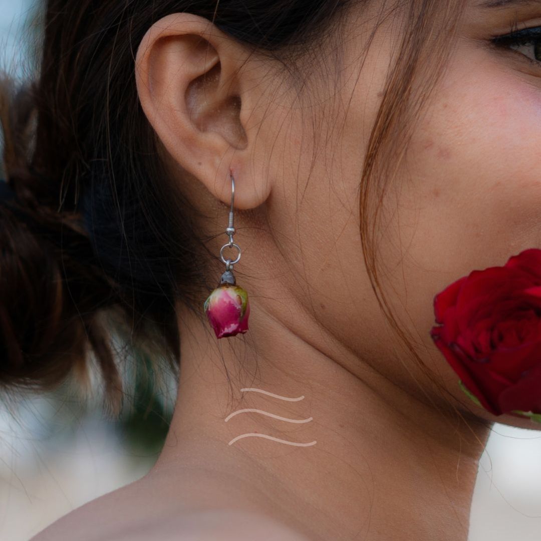 Mon Cherie Earrings - Real flower Jewellery - Leafy Affair