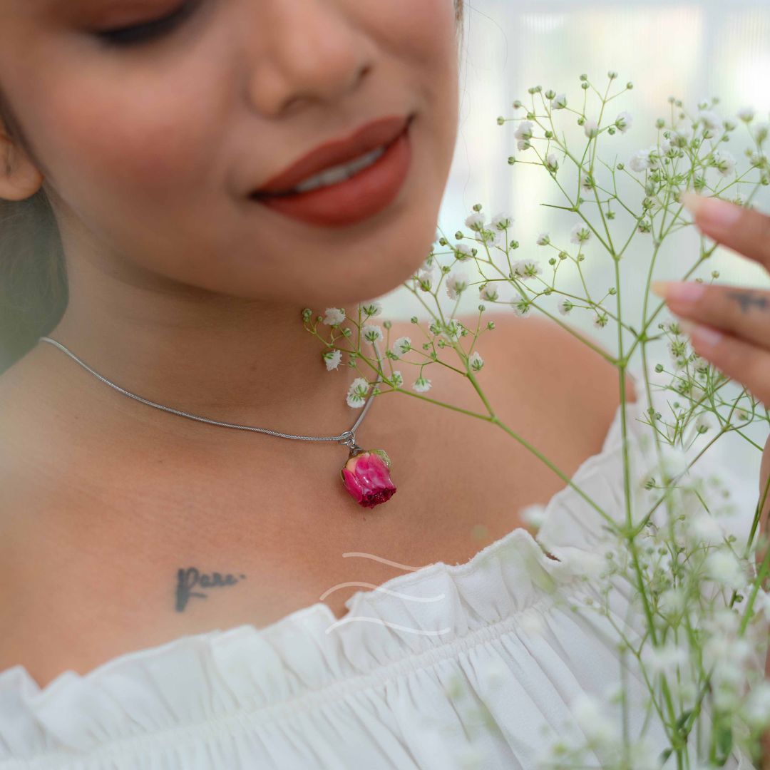 Mon Cherie Necklace - Real flower Jewellery - Leafy Affair