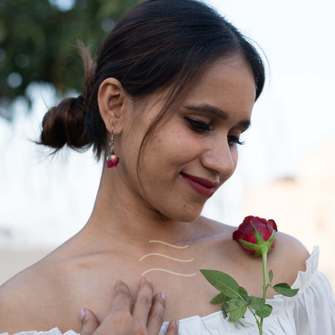 Mon Cherie Earrings - Real flower Jewellery - Leafy Affair