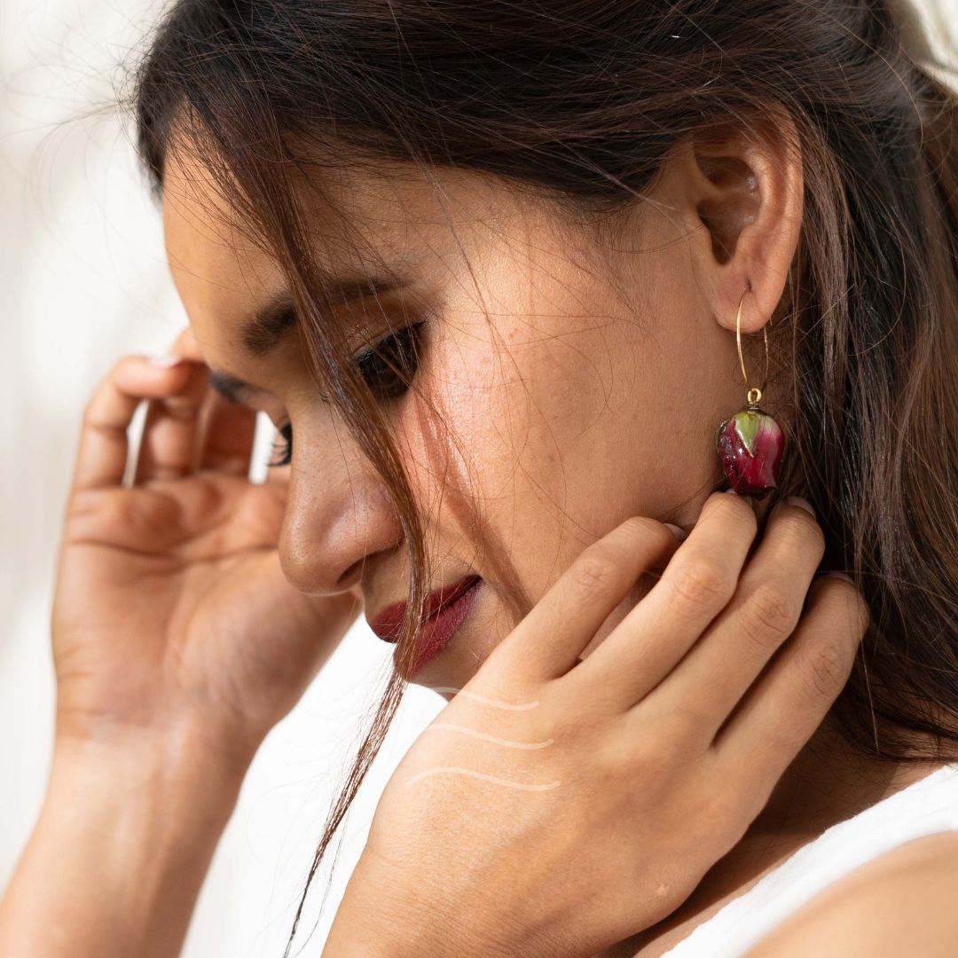 Jolie Earrings - Real flower Jewellery - Leafy Affair