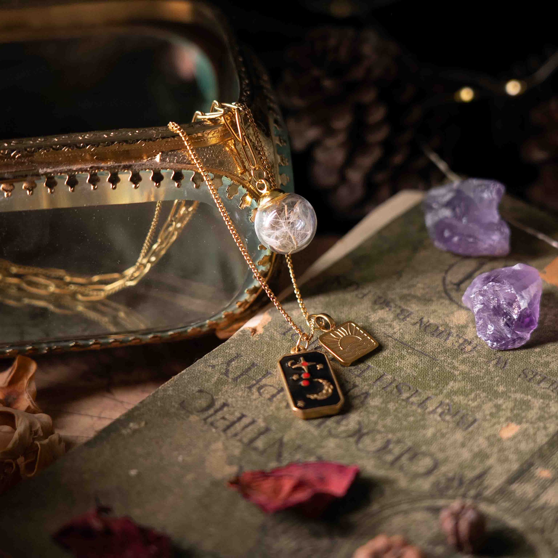 🌊 Cosmic Harmony Necklace - Real flower Jewellery - Leafy Affair